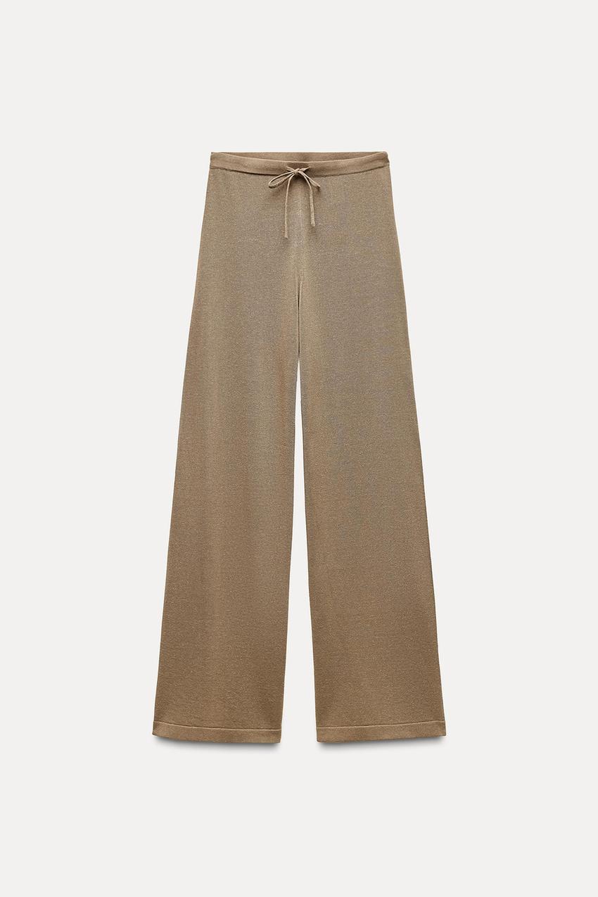 Wide Leg - Brown - Knit Pants