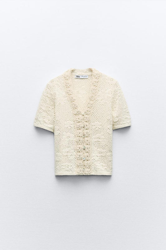 Pointelle Knit - Beige - Knit Top